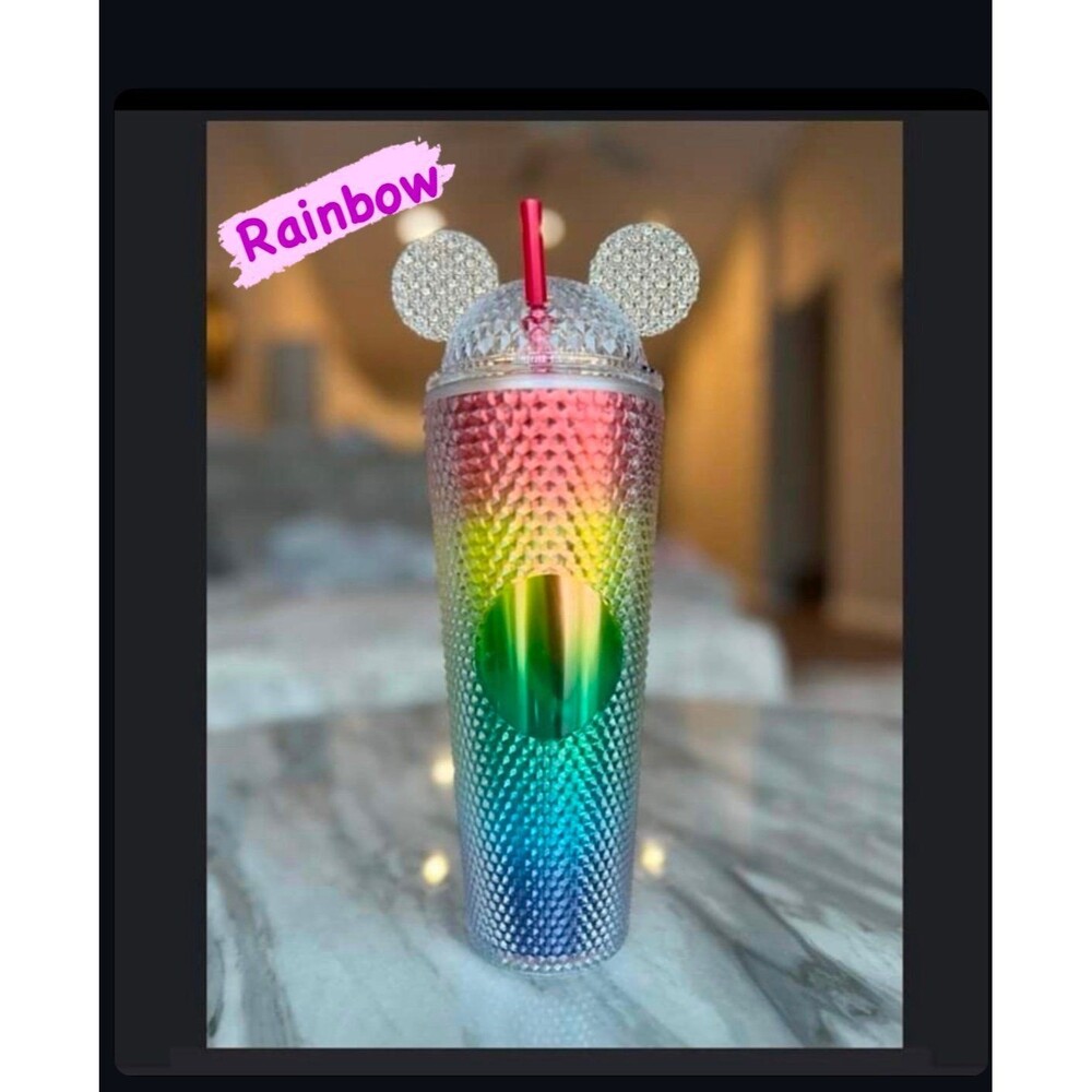 (RAINBOW GRADIENT) Mickey Mouse Studded Tumbler 24 oz.